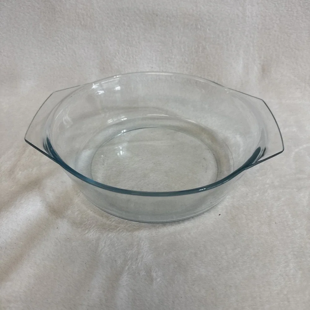 Vintage Marinex Glass Round Casserole Baking Dish Made in Brazil Clear P28‎